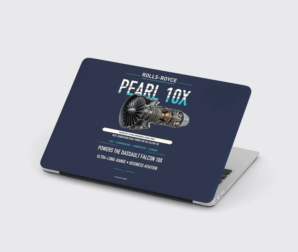 PEARL 10X design on navy blue MacBook case
