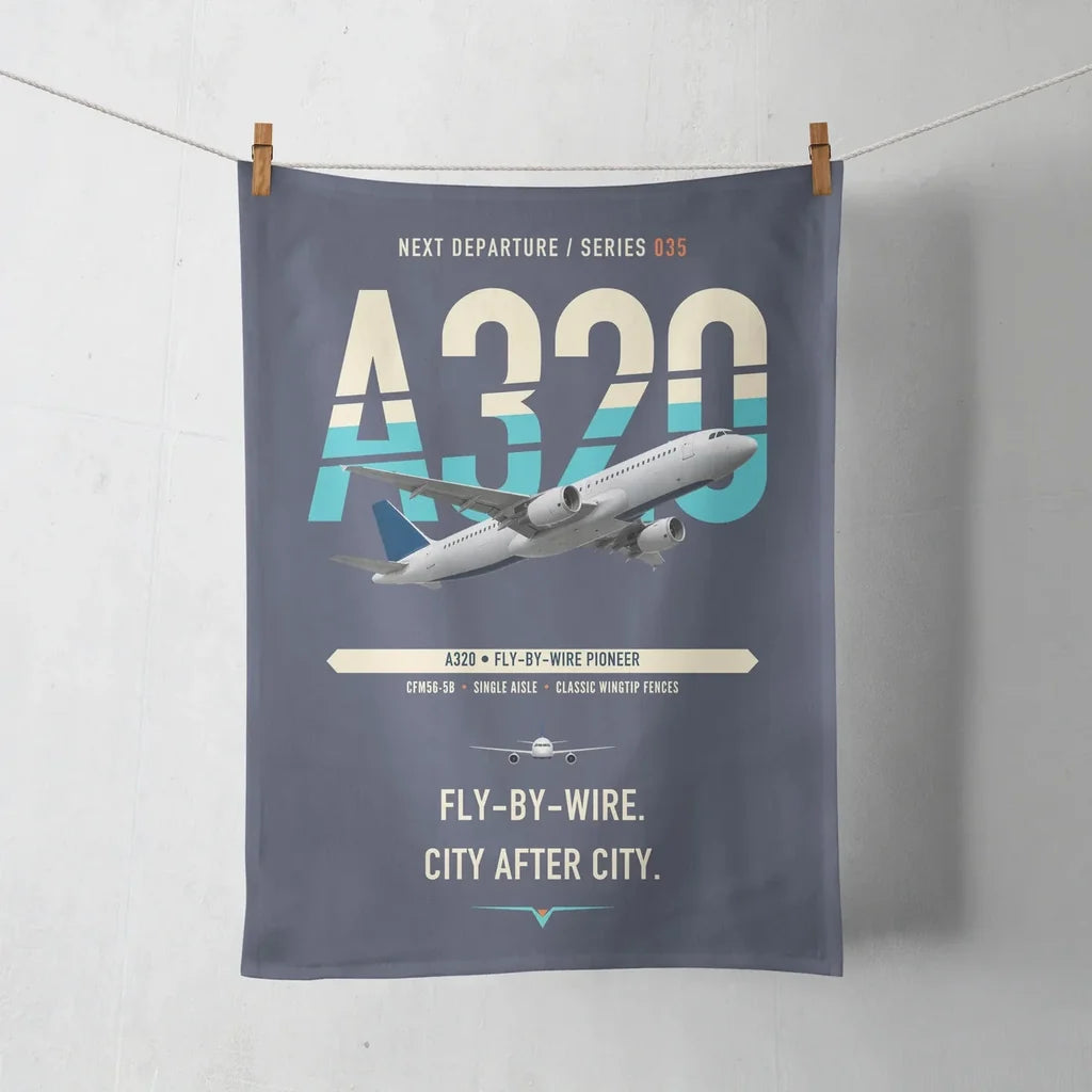 Airbus A320 design on navy blue towel