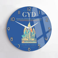 Thumbnail for Heydar Aliyev International Airport (GYD) design on blue no frame wall clock