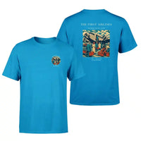Thumbnail for VINTAGE G4048 - The First Airlines - Double-Side T-Shirt design on turquoise double side t shirt