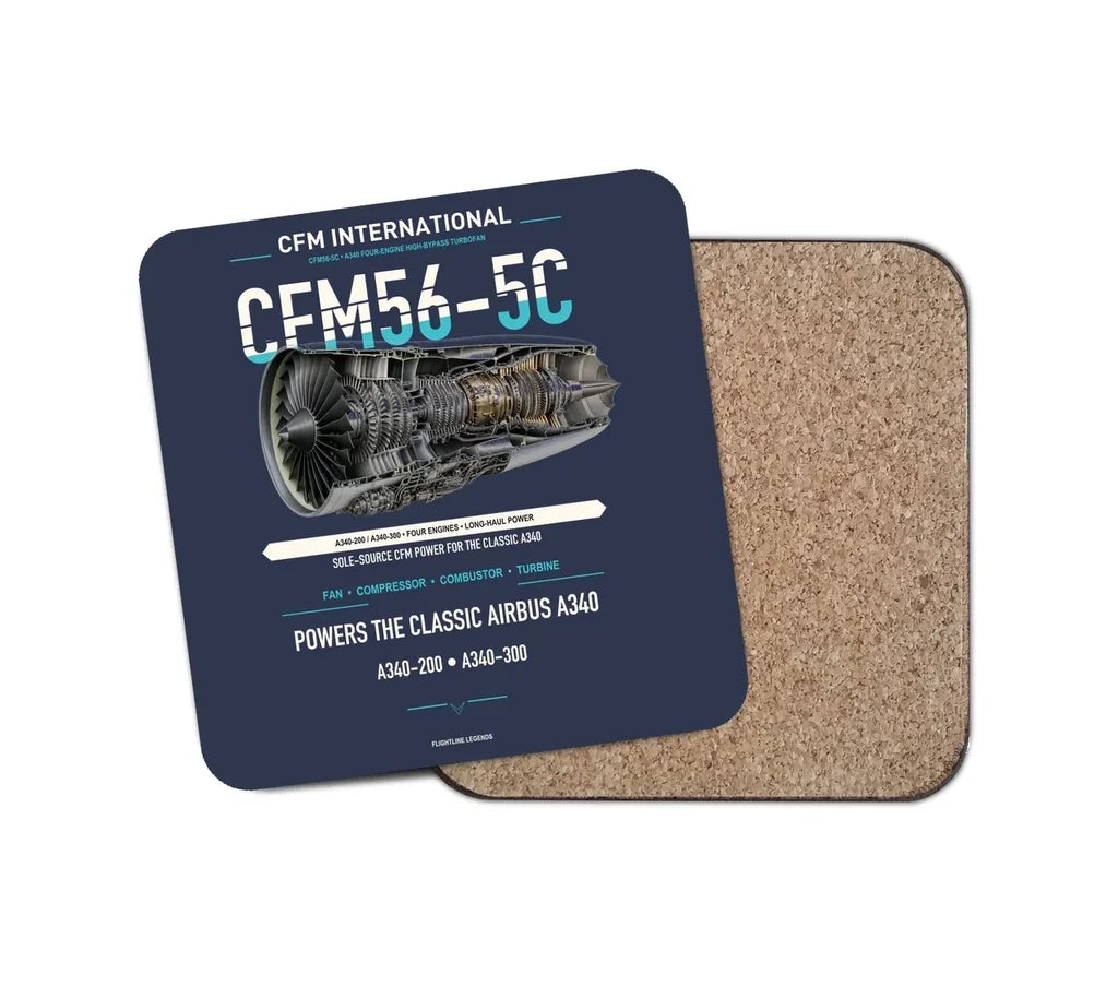 CFM56-5C design on navy blue 1 piece coaster