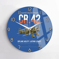 Thumbnail for Fiat CR.42 Falco design on blue no frame wall clock