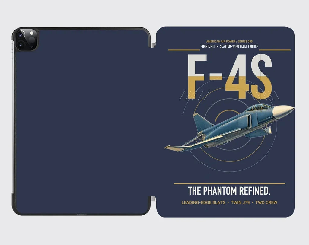 F-4S Phantom II design on navy blue ipad tablet case