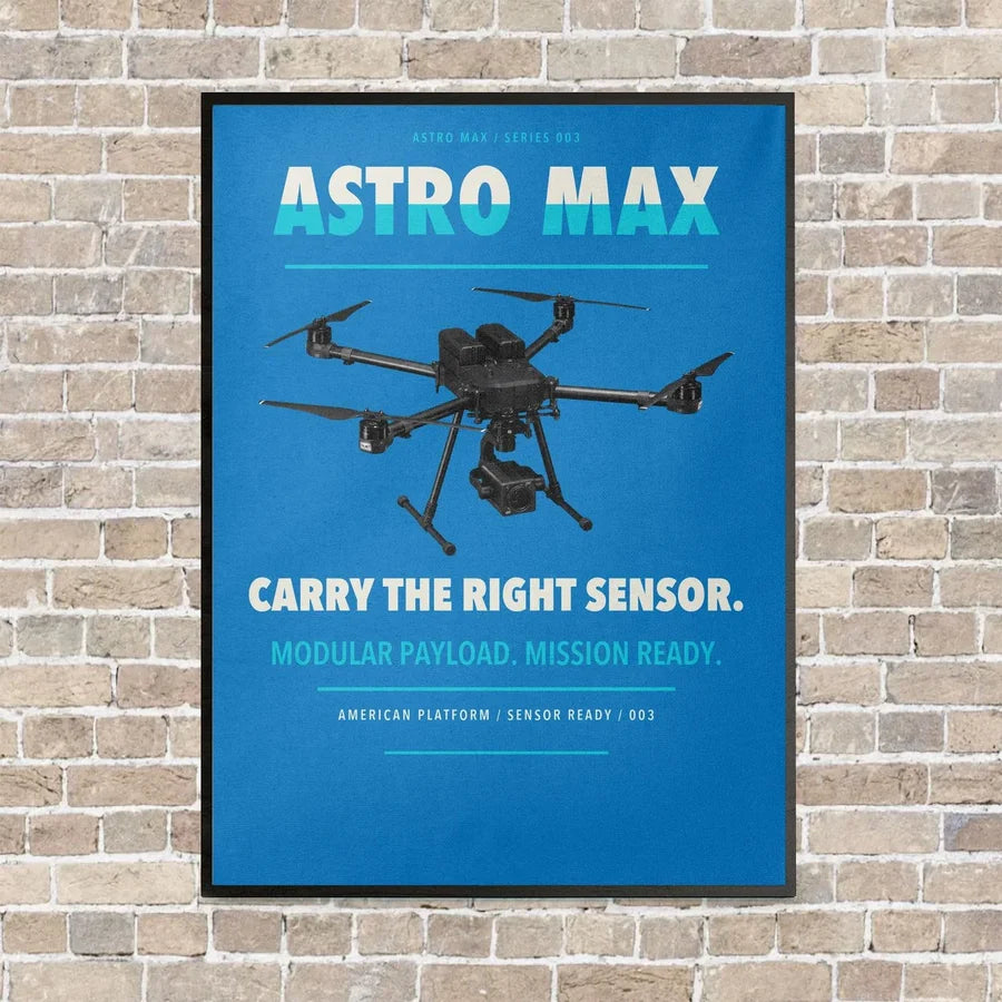 Freefly Astro Max vertical canvas print - framed - turquoise background