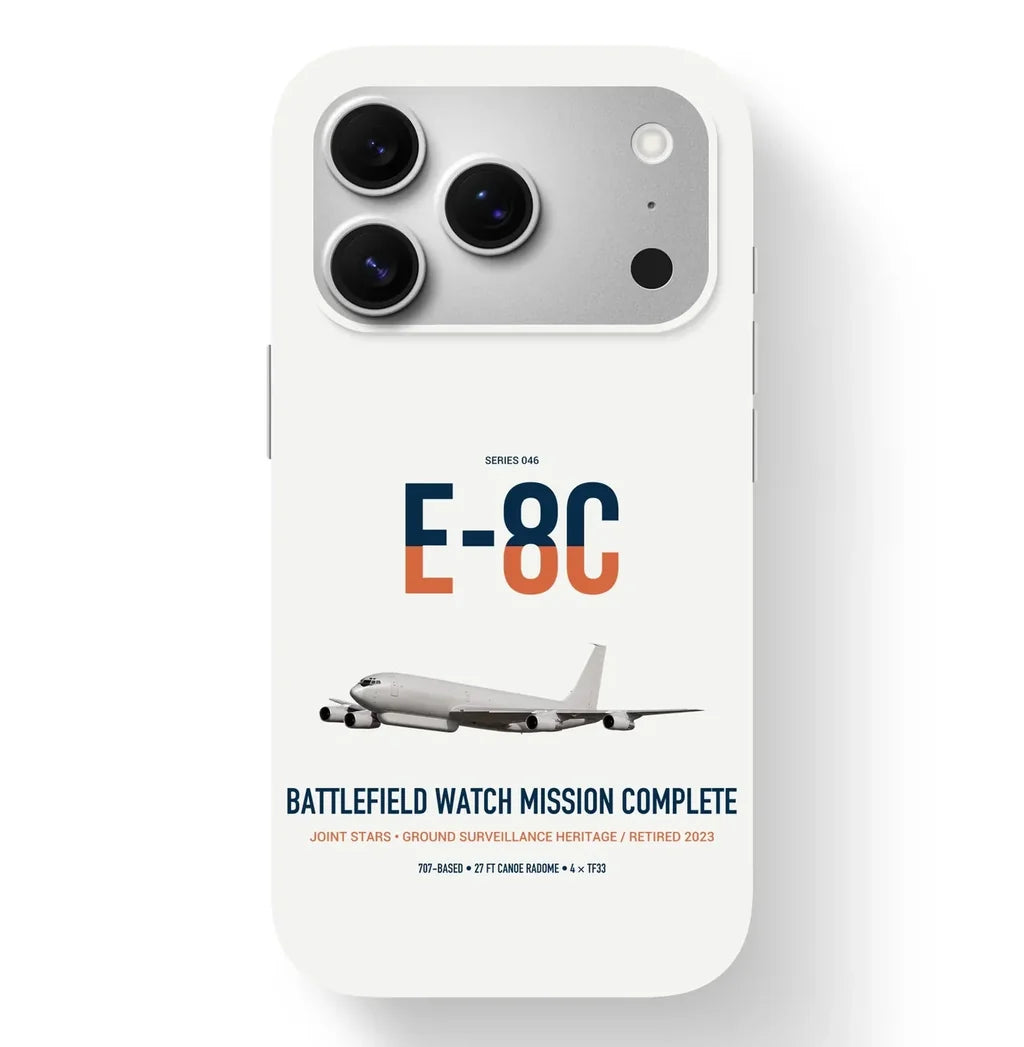 E-8C Joint STARS design on white magsafe iphone case, for iPhone 17 Pro