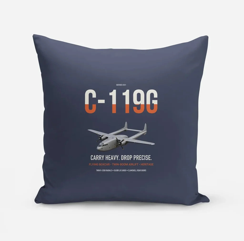 C-119G Flying Boxcar design on navy blue pillow