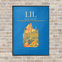 Thumbnail for Lille Airport LIL vertical canvas print - framed - turquoise background