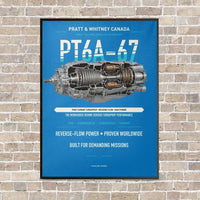 Thumbnail for PT6A-67 vertical canvas print - framed - turquoise background