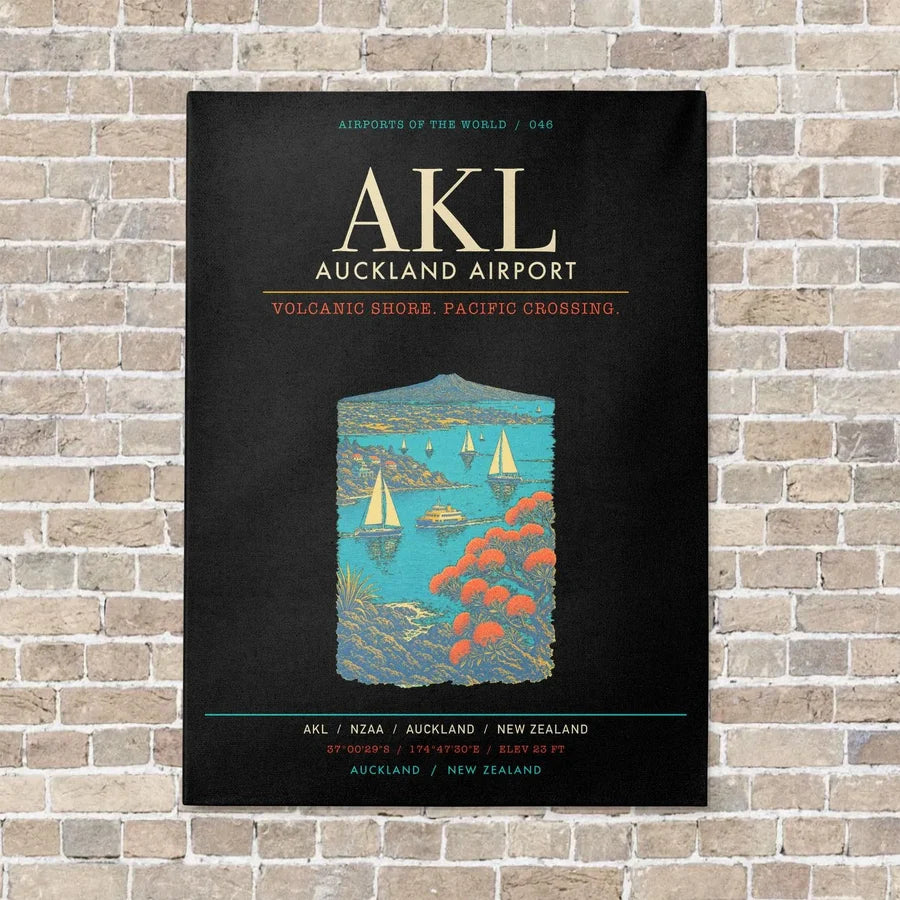 Auckland Airport AKL - Canvas Framed - Black