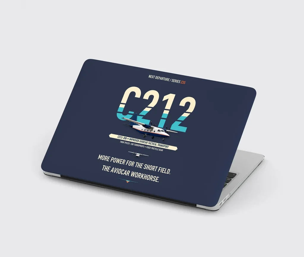 CASA C-212-200 Aviocar design on navy blue MacBook case