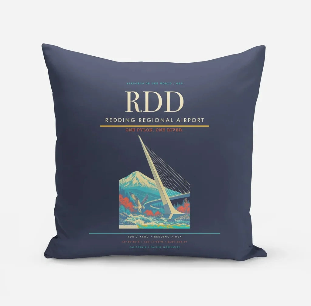Redding Regional Airport (RDD) design on navy blue pillow