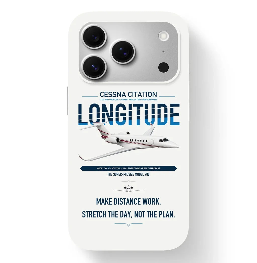 Cessna Citation Longitude design on white magsafe iphone case, for iPhone 17 Pro