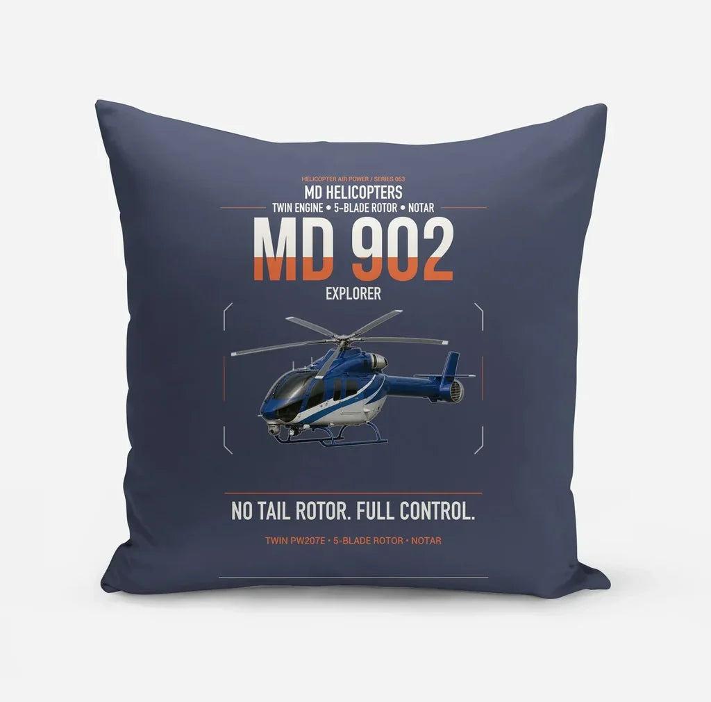 MD Helicopters MD 902 Explorer design on navy blue pillow