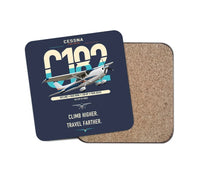 Thumbnail for Cessna 182 Skylane design on navy blue 1 piece coaster