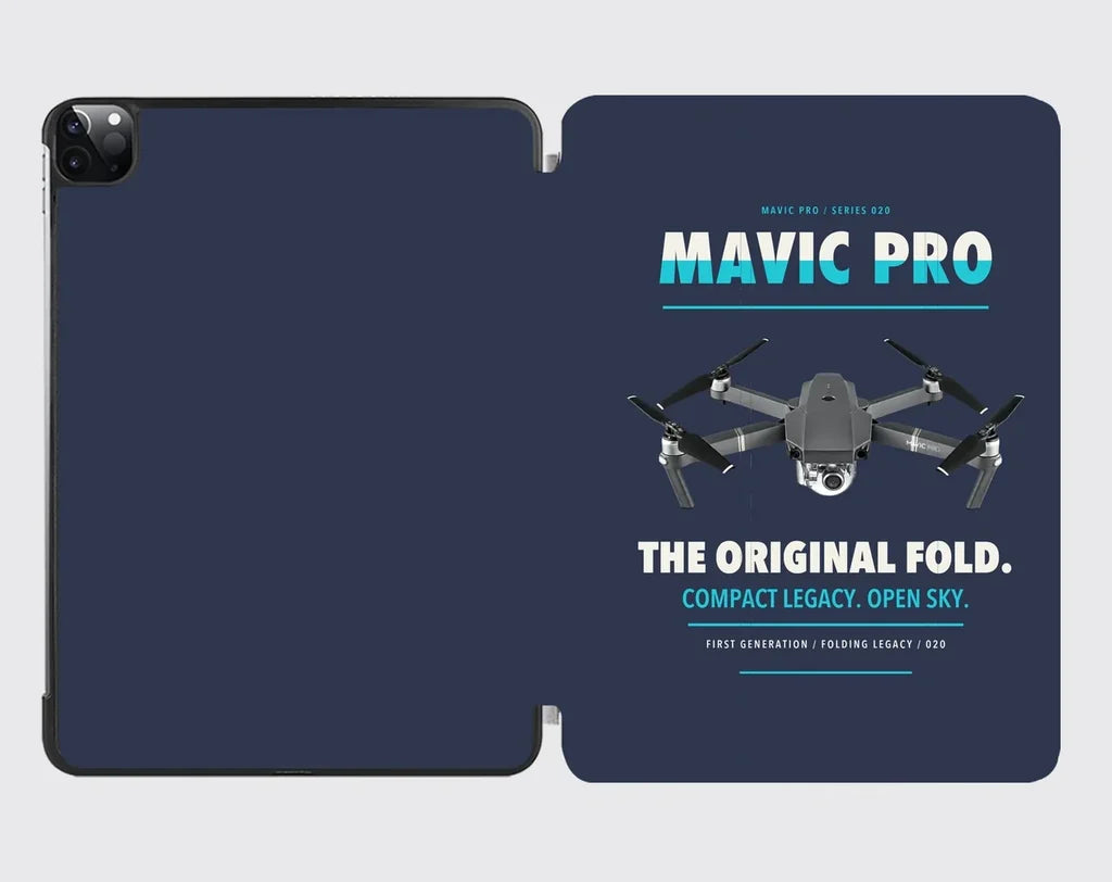 DJI Mavic Pro design on navy blue ipad tablet case