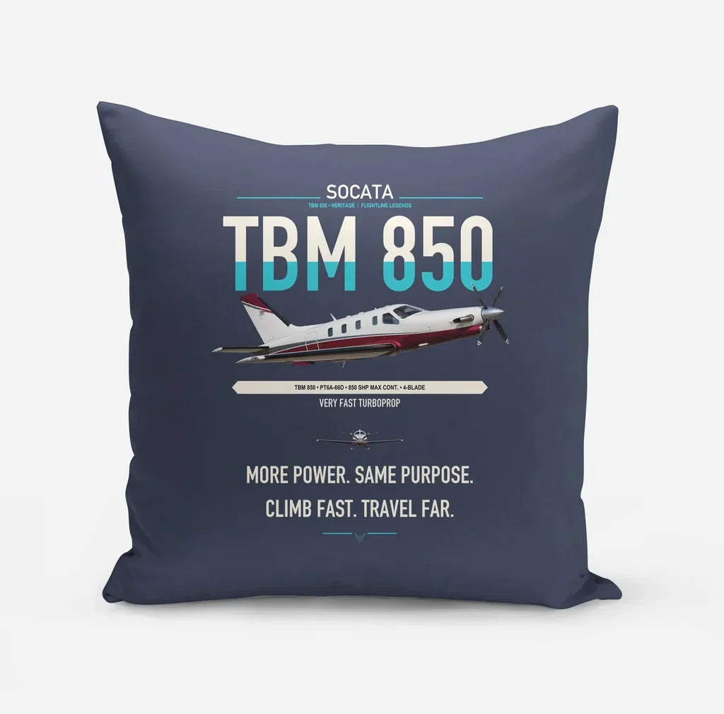Socata TBM 850 design on navy blue pillow