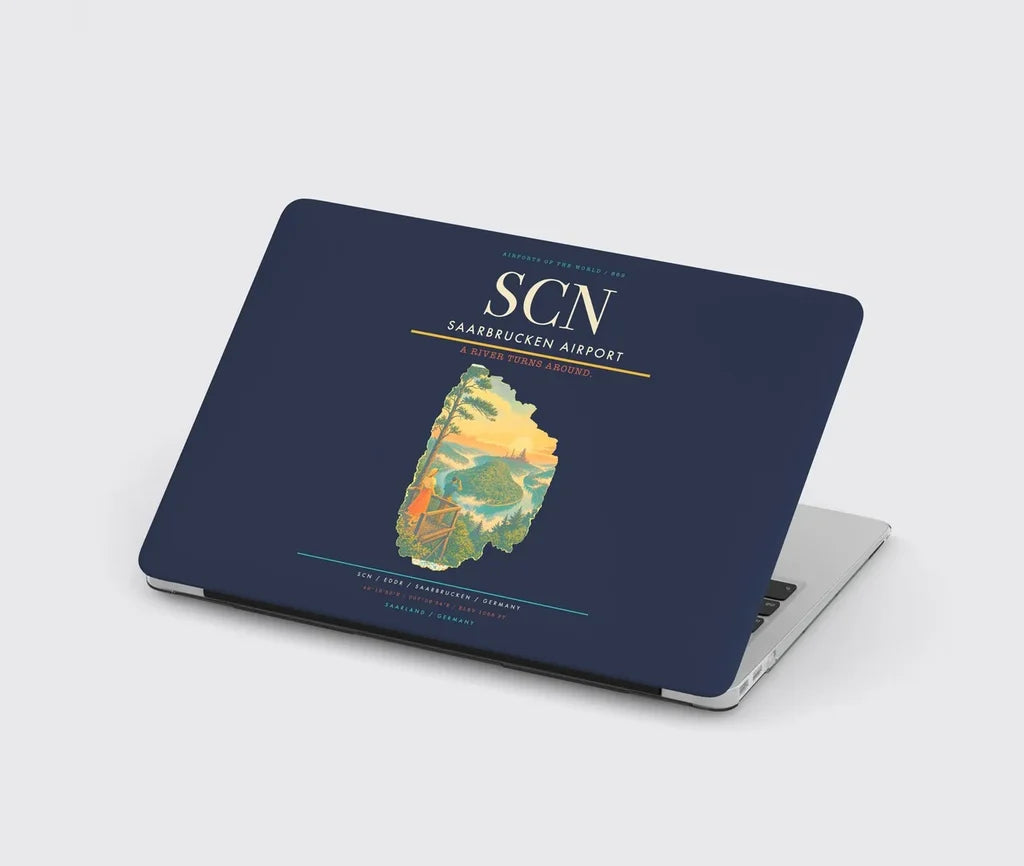 Saarbrucken Airport (SCN) design on navy blue MacBook case