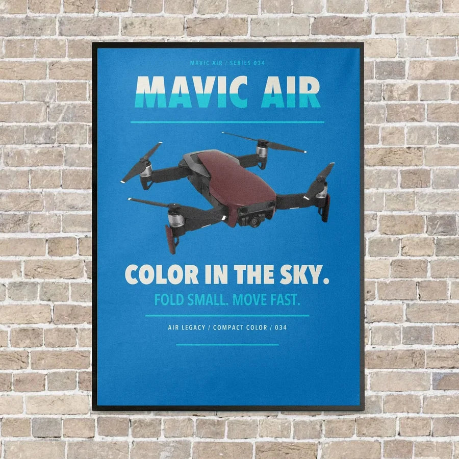 DJI Mavic Air vertical canvas print - framed - turquoise background