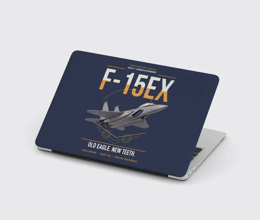 F-15EX Eagle II design on navy blue MacBook case