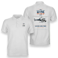 Thumbnail for Airbus H125 design on white double-side polo t-shirt, double-side print