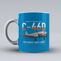Thumbnail for C-46D Commando design on turquoise ceramic mug, double-side print