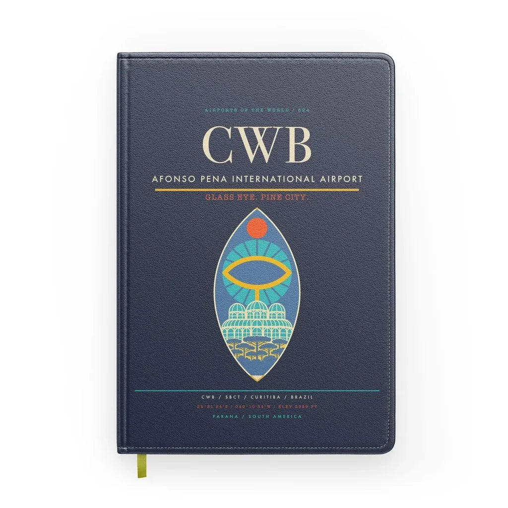 Afonso Pena International Airport (CWB) design on navy blue notebook
