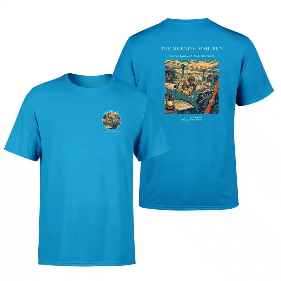 VINTAGE G4146 - The Morning Mail Run - Double-Side T-Shirt design on turquoise double side t shirt