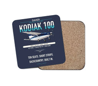 Thumbnail for Daher Kodiak 100 Series III design on navy blue 1 piece coaster