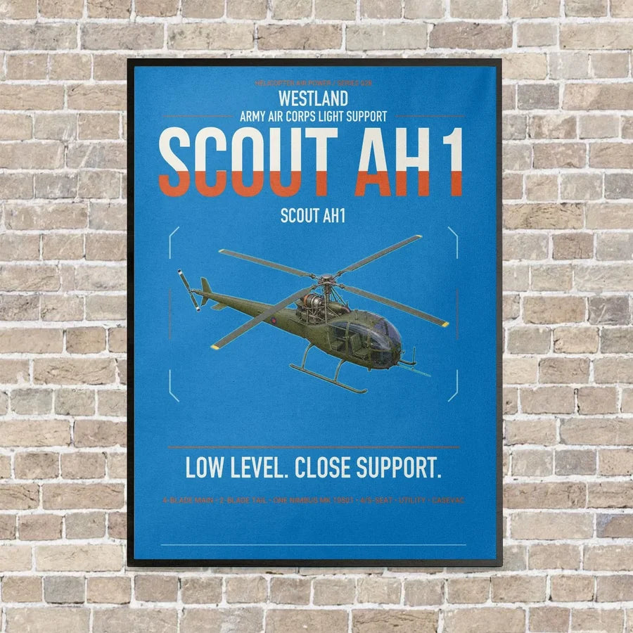 Westland Scout AH1 vertical canvas print - framed - turquoise background