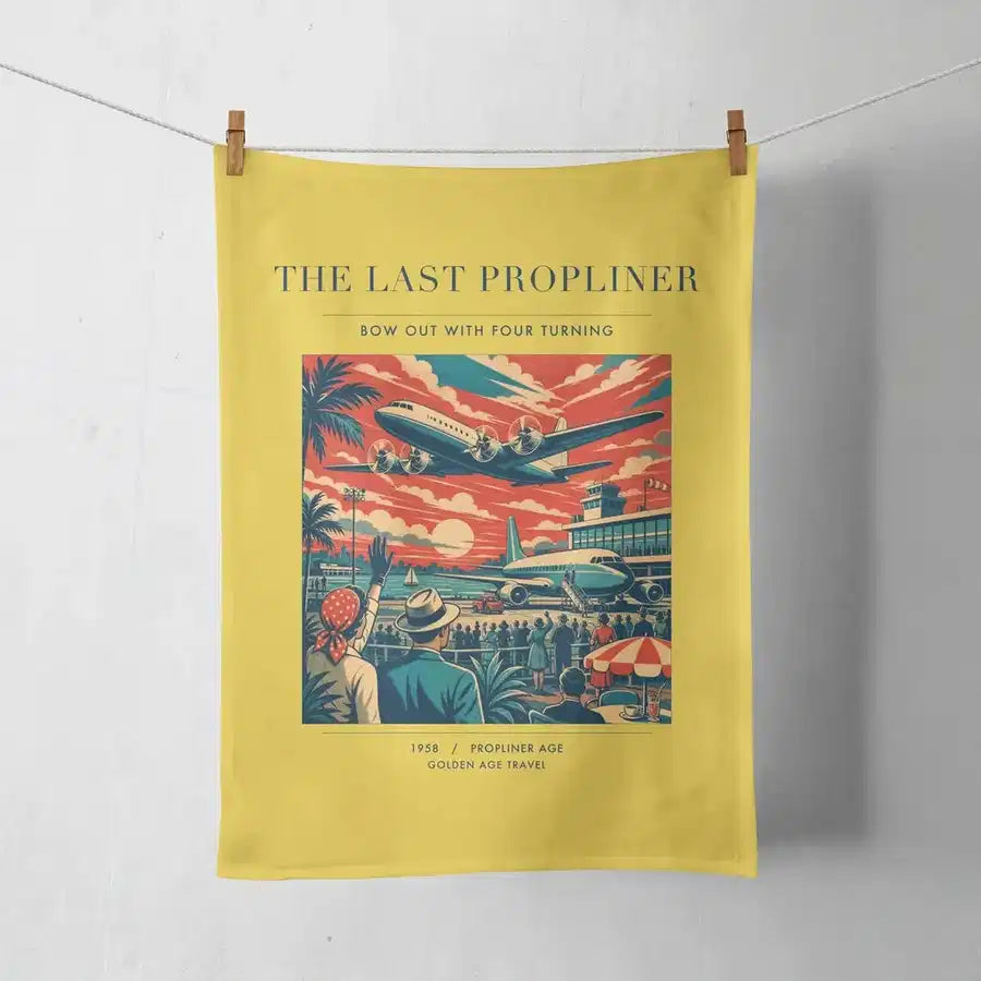 VINTAGE G4112 - The Last Propliner - Designed Towels design on yellow