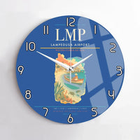Thumbnail for Lampedusa Airport (LMP) design on blue no frame wall clock