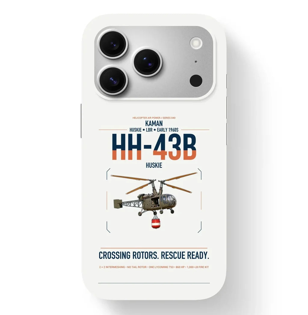 Kaman HH-43B Huskie design on white magsafe iphone case, for iPhone 17 Pro