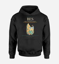 Thumbnail for Brest Bretagne Airport (BES) design on black hoodie single-side print