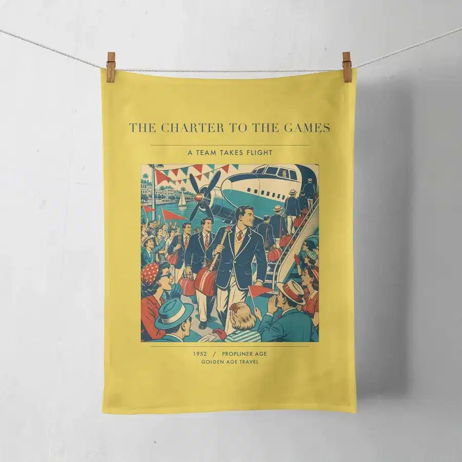 VINTAGE G4103 - The Charter To The Games - Designed Towels design on yellow