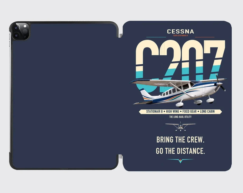 Cessna T207A Stationair 8 design on navy blue ipad tablet case