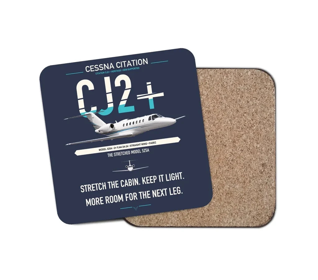 Cessna Citation CJ2+ design on navy blue 1 piece coaster