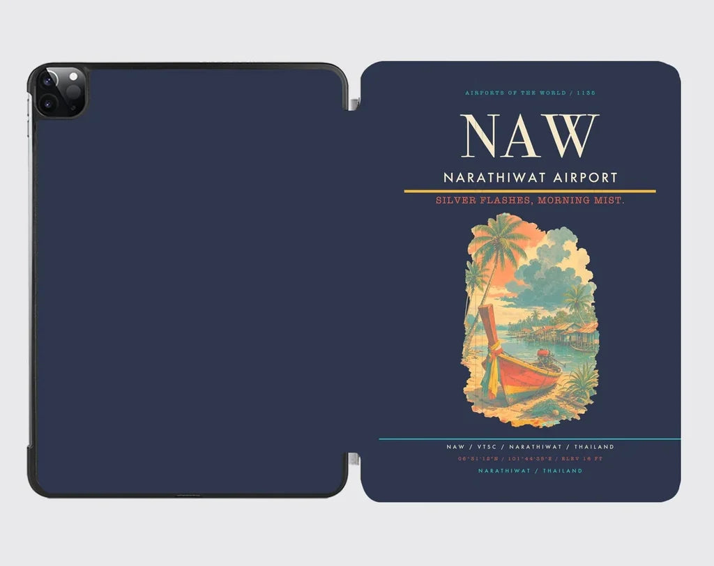 Narathiwat Airport (NAW) design on navy blue ipad tablet case