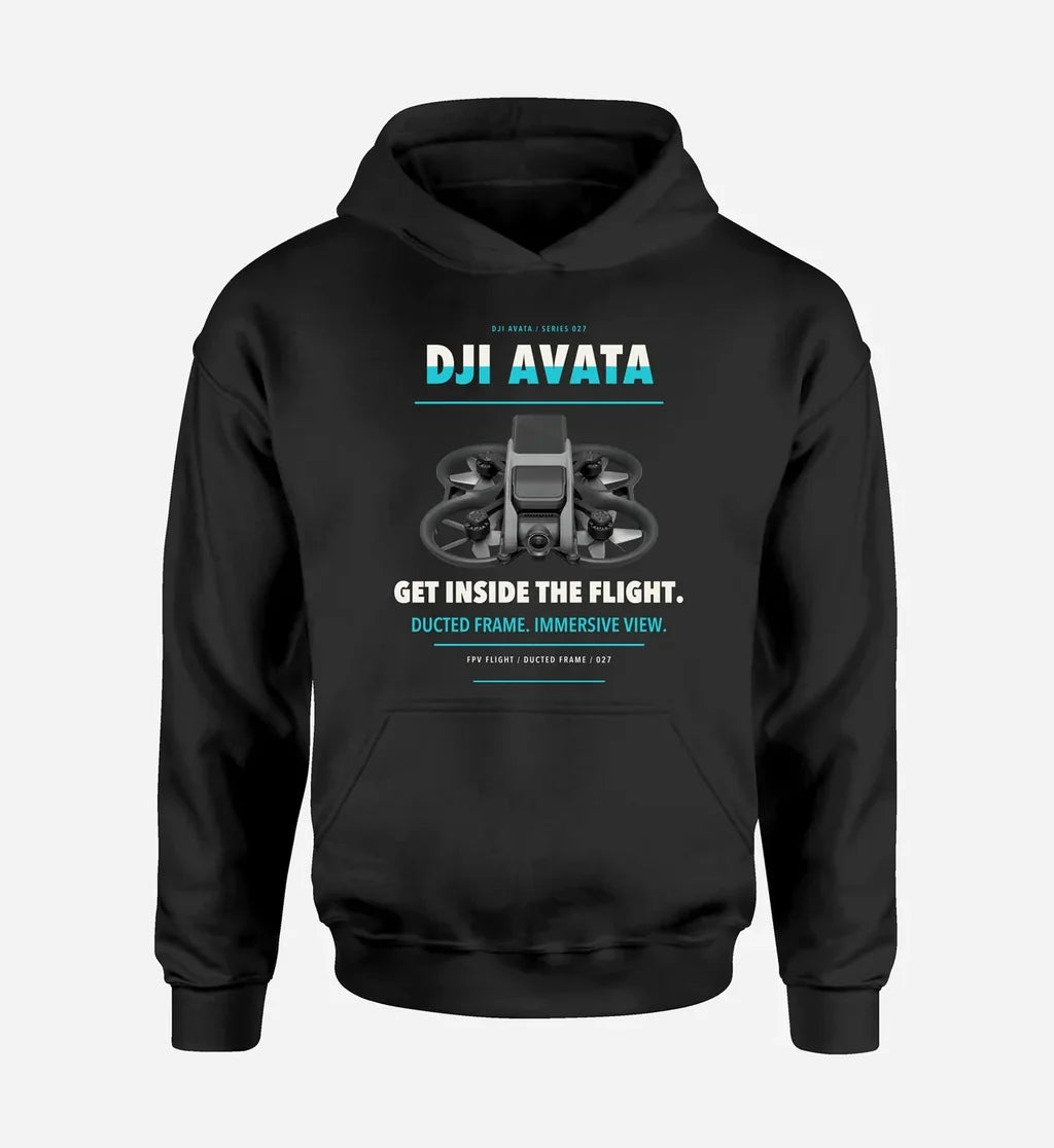 DJI Avata design on black hoodie single side