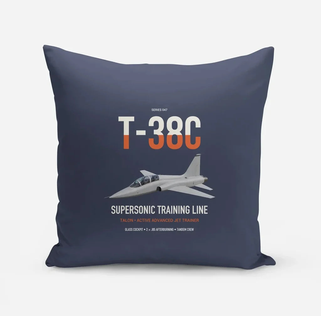 T-38C Talon design on navy blue pillow