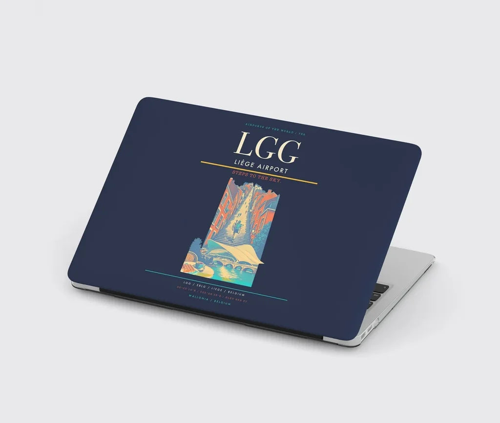 Liège Airport (LGG) design on navy blue MacBook case
