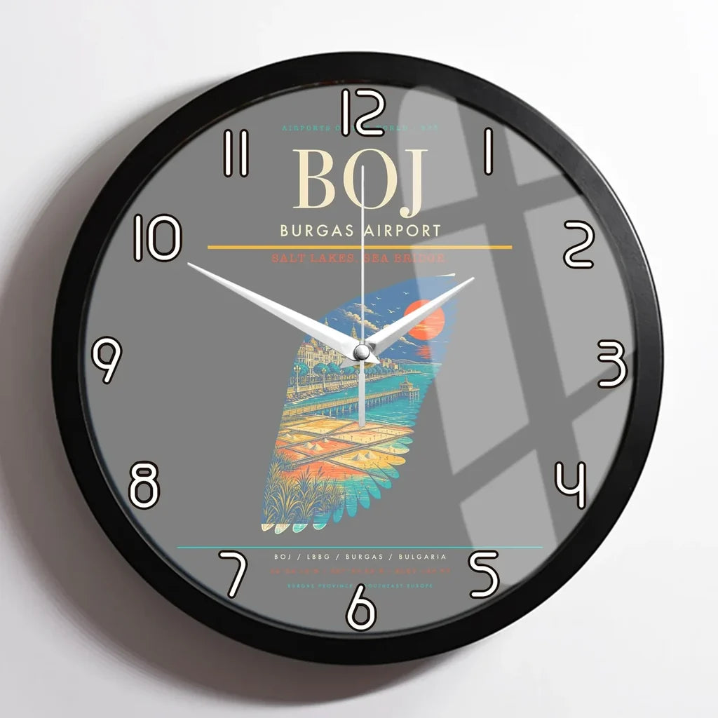 Burgas Airport BOJ Wall-Clock Framed - Gray