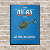 Thumbnail for Hughes OH-6A Cayuse vertical canvas print - framed - turquoise background
