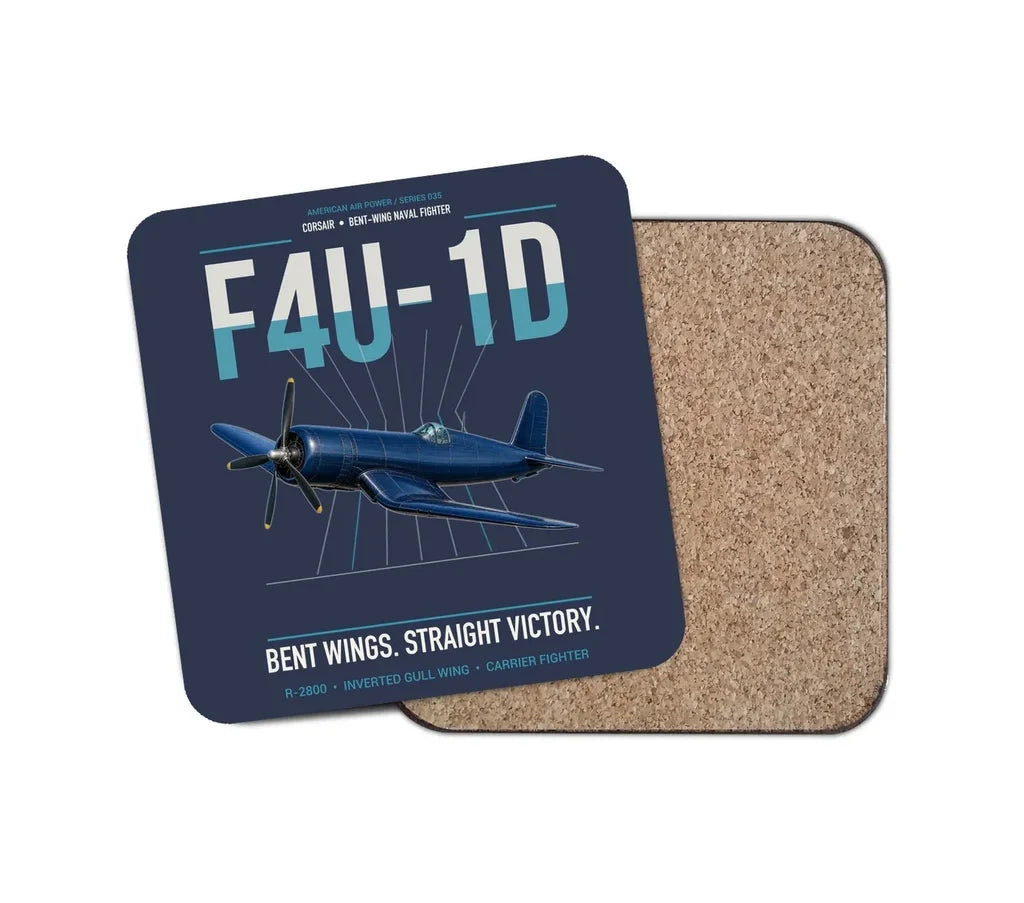 F4U-1D Corsair design on navy blue 1 piece coaster