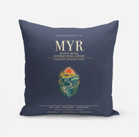 Thumbnail for Myrtle Beach International Airport (MYR) design on navy blue pillow