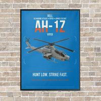 Thumbnail for Bell AH-1Z Viper vertical canvas print - framed - turquoise background