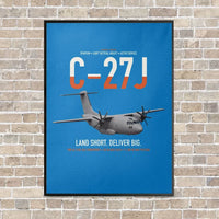 Thumbnail for C-27J Spartan vertical canvas print - framed - turquoise background