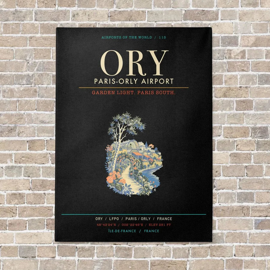 Paris-Orly Airport ORY - Canvas Framed - Black