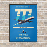 Thumbnail for Boeing 777-300ER vertical canvas print - framed - turquoise background