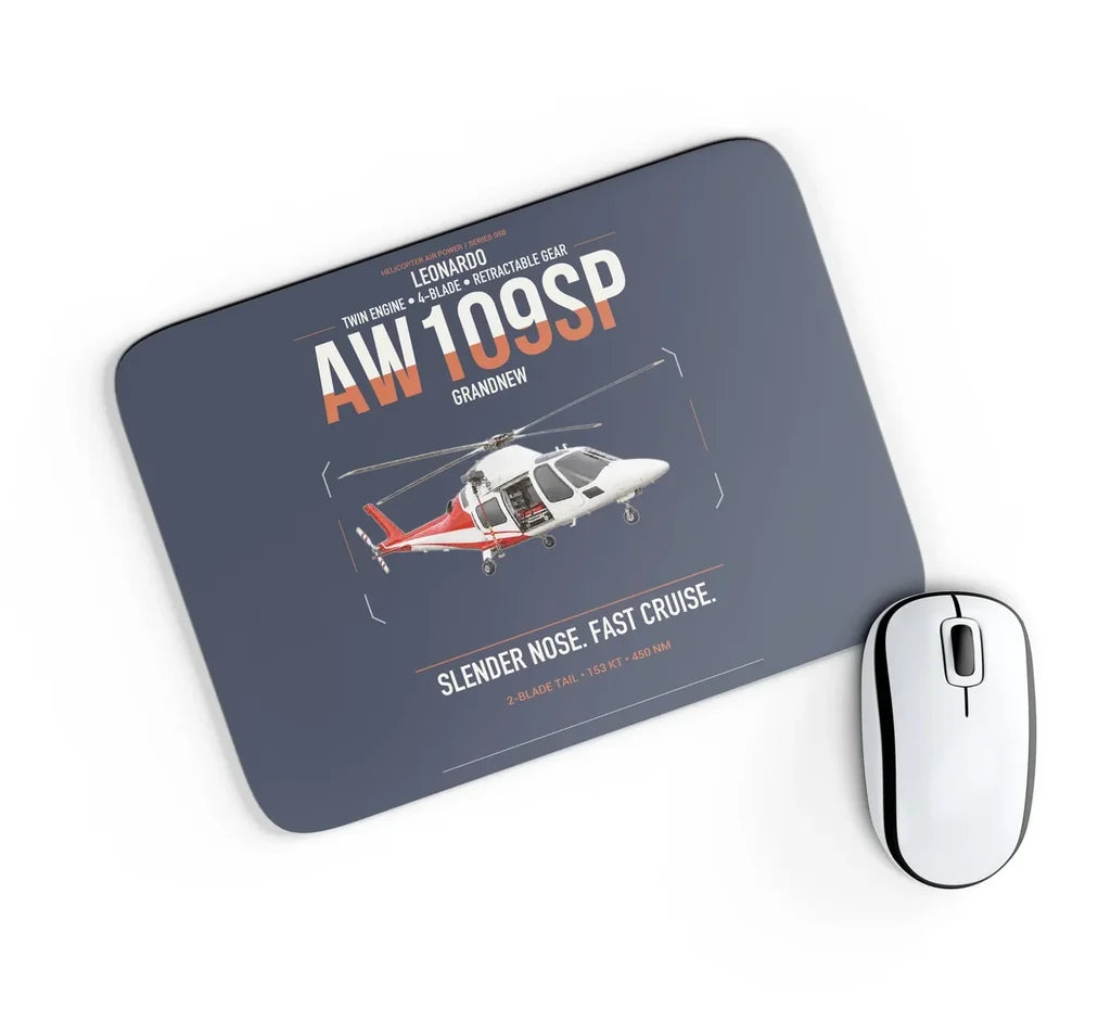 Leonardo AW109SP GrandNew design on navy blue rectangle mouse pad
