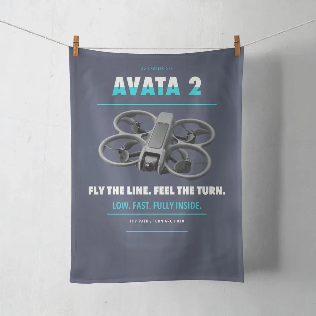 DJI Avata 2 design on navy blue towel